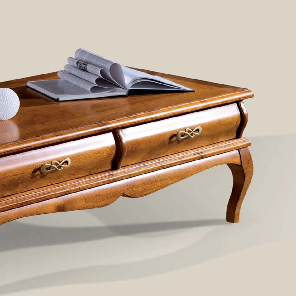 Mesa de Centro en Madera de Nogal con Cajón Made in Italy - Hastings Viadurini