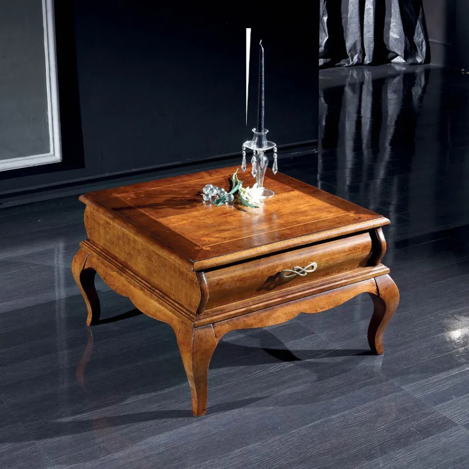 Mesa de Centro en Madera de Nogal con Cajón Made in Italy - Hastings Viadurini