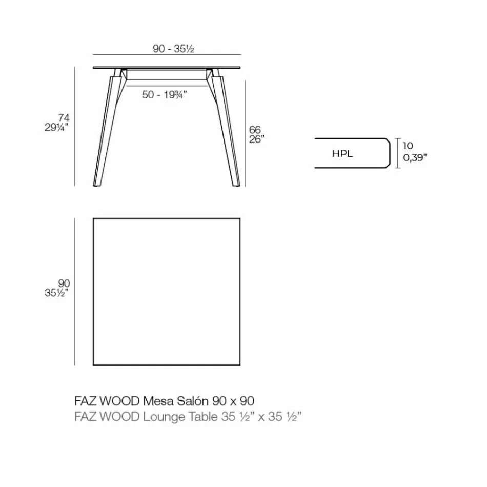 Mesa de centro en madera y Hpl varios colores 2 tamaños - Faz Wood by Vondom Viadurini