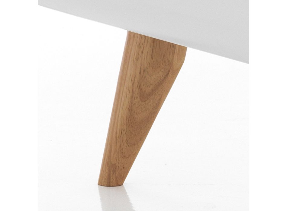Mesa de centro en MDF lacado blanco y madera maciza de roble - Naldo Viadurini