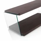 Mesa de centro en nogal Mdf y cristal transparente en 2 tamaños - Mindie Viadurini