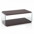 Mesa de centro en nogal Mdf y cristal transparente en 2 tamaños - Mindie
