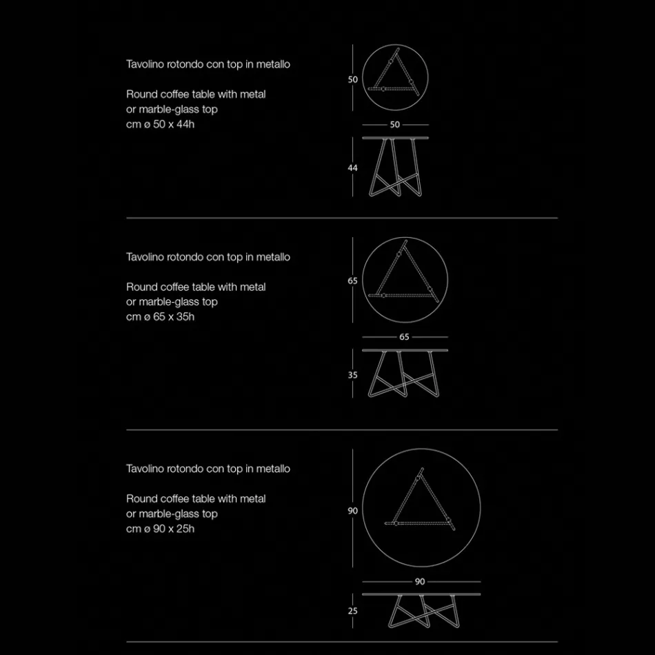 Mesa de centro en metal coloreado y 3 tamaños, Made in Italy - Magali Viadurini
