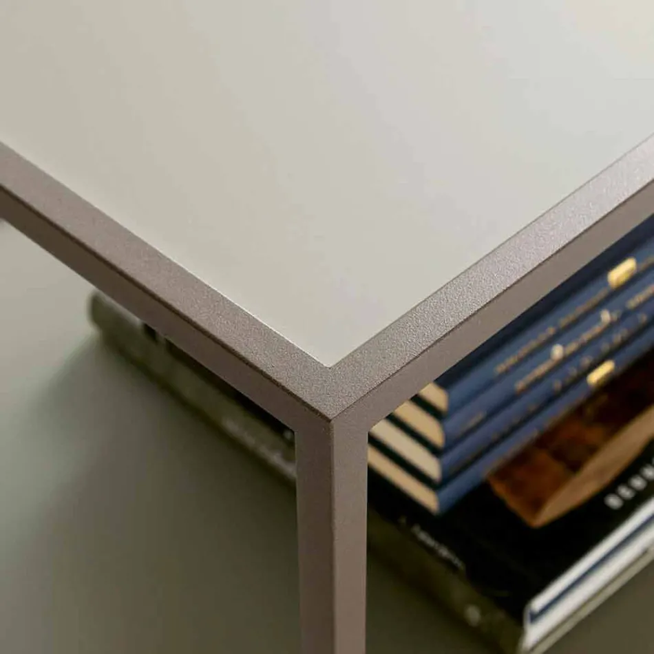 Mesa de centro de metal con tapas de cristal Made in Italy - Fermio Viadurini