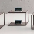 Mesa de centro de metal con tapas de cristal Made in Italy - Fermio Viadurini