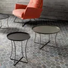 Mesa de centro de metal con bandeja contenedor Made in Italy - Numbo Viadurini