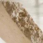 Mesa de centro de piedra fósil con tapa de cristal transparente - Kansas Viadurini