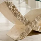 Mesa de centro de piedra fósil con tapa de cristal transparente - Kansas Viadurini