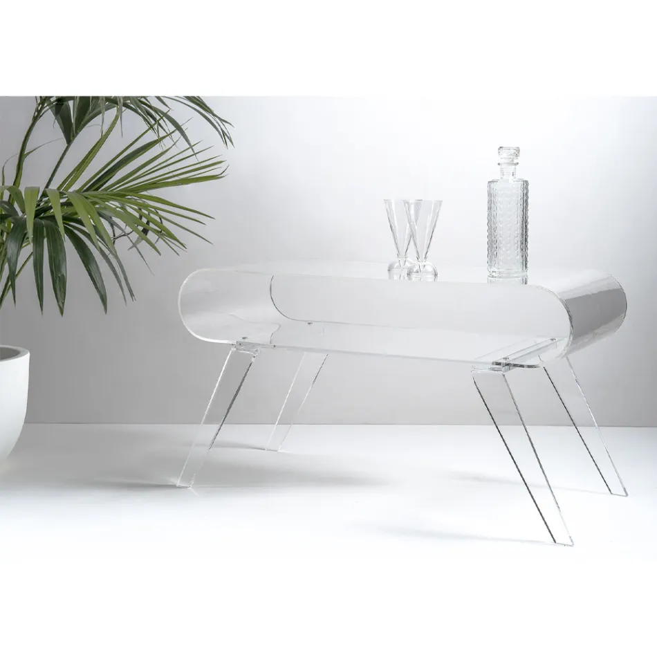 Mesa de centro en plexiglás transparente o con madera de diseño - Yeso Viadurini