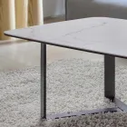 Mesa de centro de vidrio cerámico con base de metal pintado - Camilo Viadurini