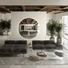 Mesa de centro de vidrio con 3 tableros con formas de colores - Dapy Viadurini