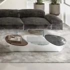 Mesa de centro de vidrio con 3 tableros con formas de colores - Dapy Viadurini