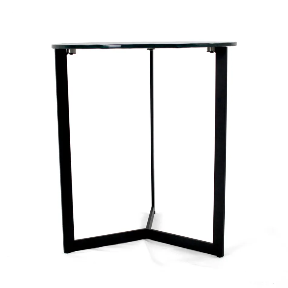 Mesa de centro de vidrio con base de acero Made in Italy - Aspira Viadurini