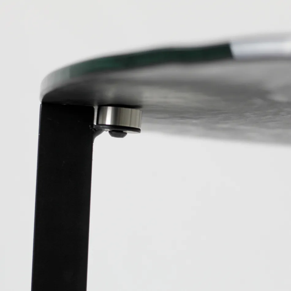 Mesa de centro de vidrio con base de acero Made in Italy - Aspira Viadurini