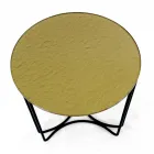 Mesa de centro de vidrio y base con 3 medias lunas Made in Italy - Arepa Viadurini