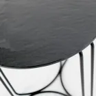 Mesa de centro de vidrio y base con 3 medias lunas Made in Italy - Arepa Viadurini