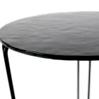 Mesa de centro de vidrio y base con 3 medias lunas Made in Italy - Arepa Viadurini