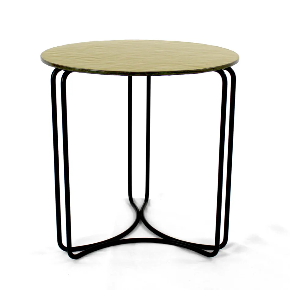 Mesa de centro de vidrio y base con 3 medias lunas Made in Italy - Arepa Viadurini