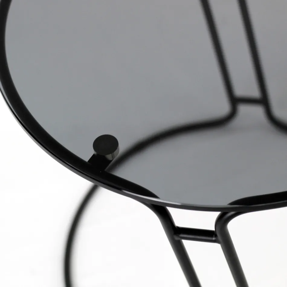 Mesa de centro de vidrio y base redonda Made in Italy - Tullia Viadurini