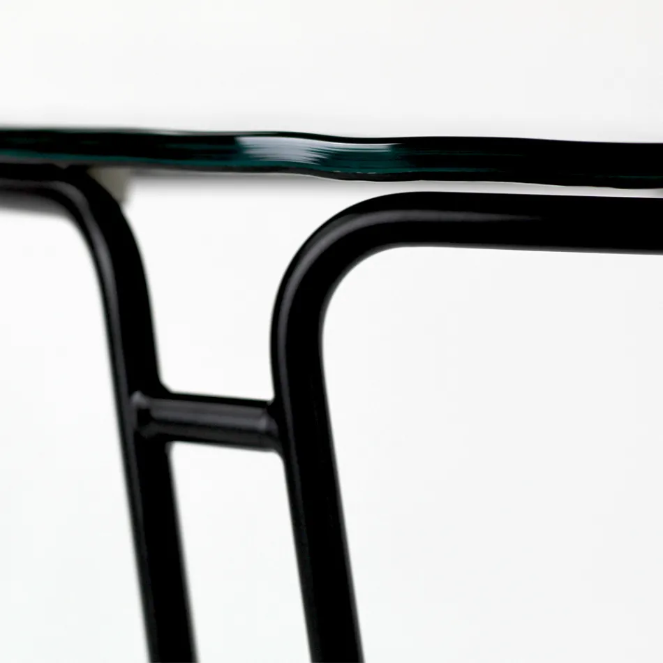 Mesa de centro de vidrio y base redonda Made in Italy - Tullia Viadurini