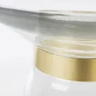 Mesa de centro en vidrio y decoración en acero bañado en latón - Gabrio Viadurini