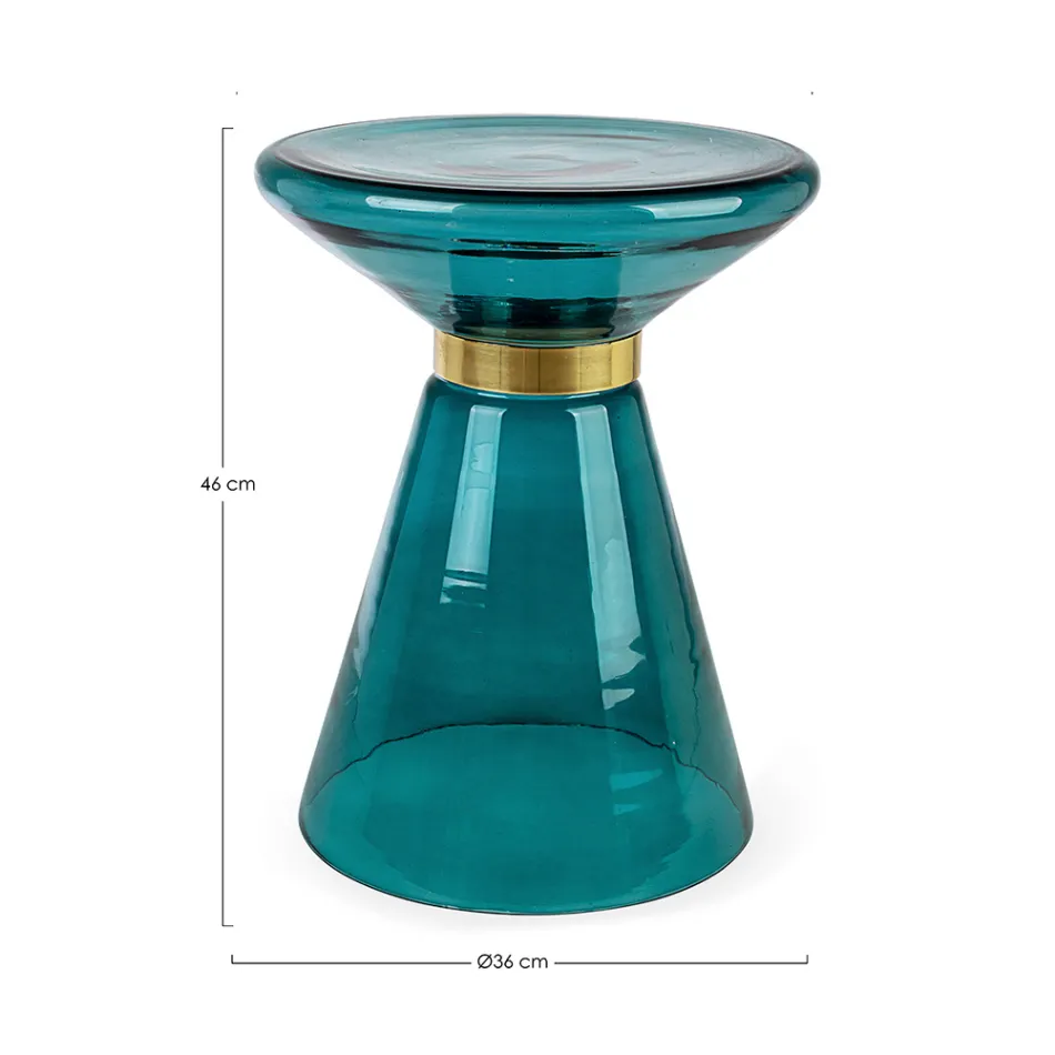 Mesa de centro en vidrio y decoración en acero bañado en latón - Gabrio Viadurini