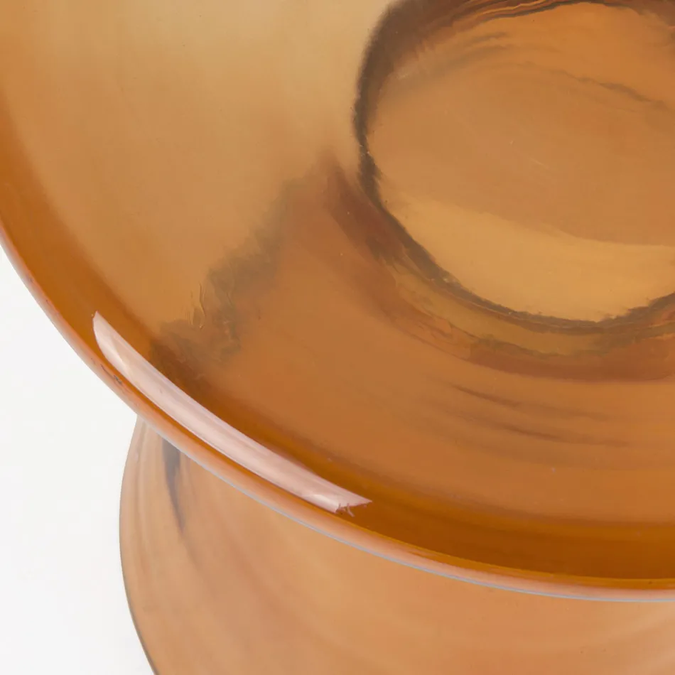 Mesa de centro en vidrio y decoración en acero bañado en latón - Gabrio Viadurini