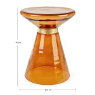 Mesa de centro en vidrio y decoración en acero bañado en latón - Gabrio Viadurini