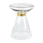 Mesa de centro en vidrio y decoración en acero bañado en latón - Gabrio Viadurini