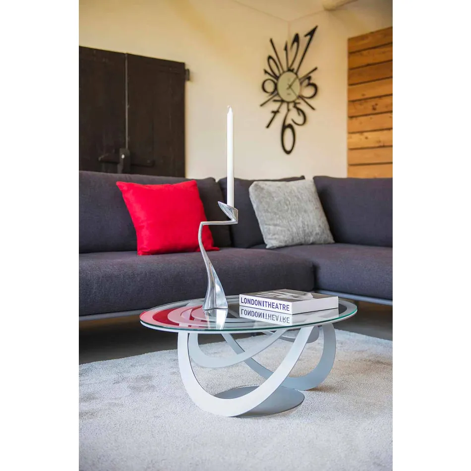 Mesa de centro de vidrio y hierro blanco o pizarra Made in Italy - Olfeo Viadurini