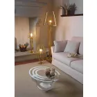 Mesa de centro de vidrio y hierro blanco o pizarra Made in Italy - Olfeo Viadurini