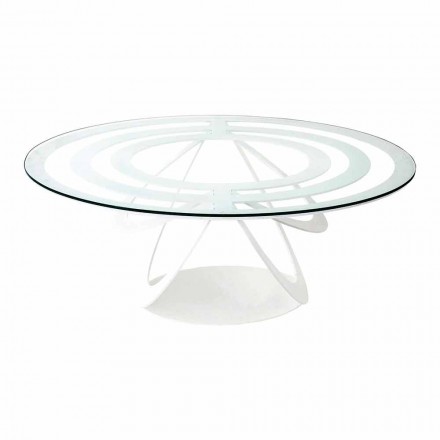 Mesa de centro en vidrio y hierro blanco o pizarra Made in Italy - Olfeo Viadurini