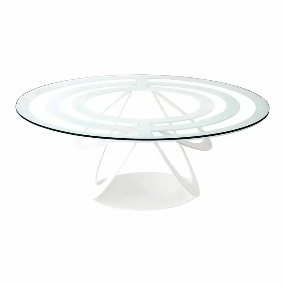 Mesa de centro en vidrio y hierro blanco o pizarra Made in Italy - Olfeo Viadurini