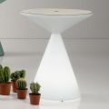 Mesa de centro luminosa para exterior con funda de polietileno blanco - Acute