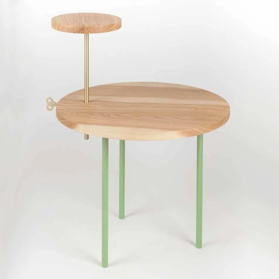 Mesa de centro moderna con tapa redonda de fresno Made in Italy - Velino Viadurini