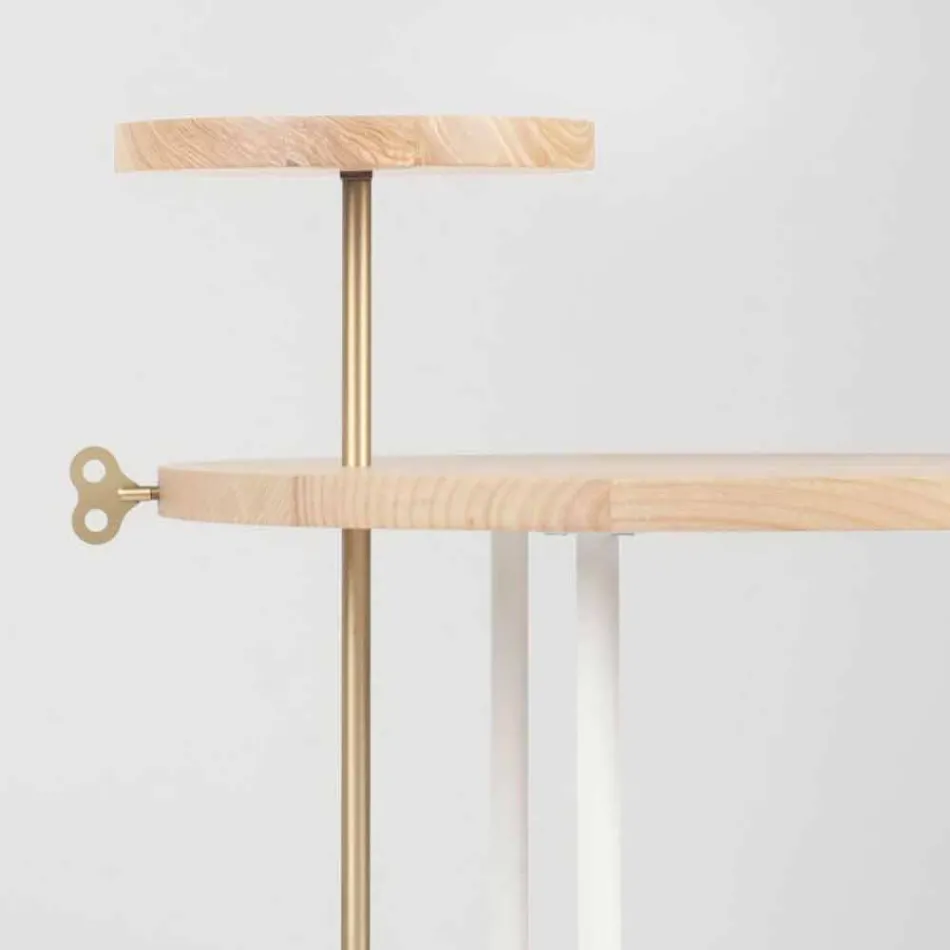 Mesa de centro moderna con tapa redonda de fresno Made in Italy - Velino Viadurini