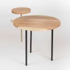 Mesa de centro moderna con tapa redonda de fresno Made in Italy - Velino Viadurini