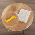 Mesa de centro moderna con tapa redonda de fresno Made in Italy - Velino Viadurini