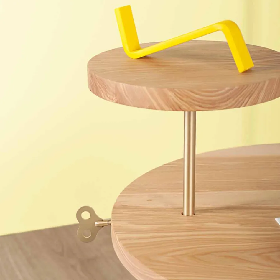 Mesa de centro moderna con tapa redonda de fresno Made in Italy - Velino Viadurini