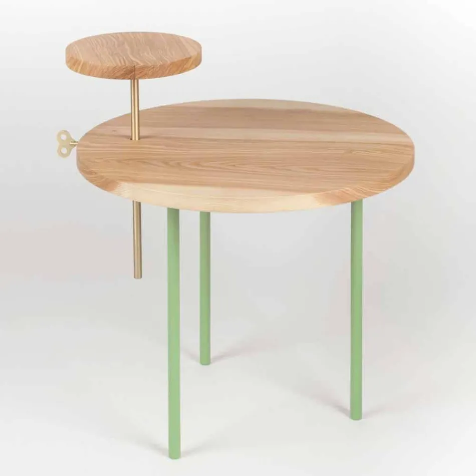 Mesa de centro moderna con tapa redonda de fresno Made in Italy - Velino Viadurini