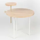 Mesa de centro moderna con tapa redonda de fresno Made in Italy - Velino Viadurini