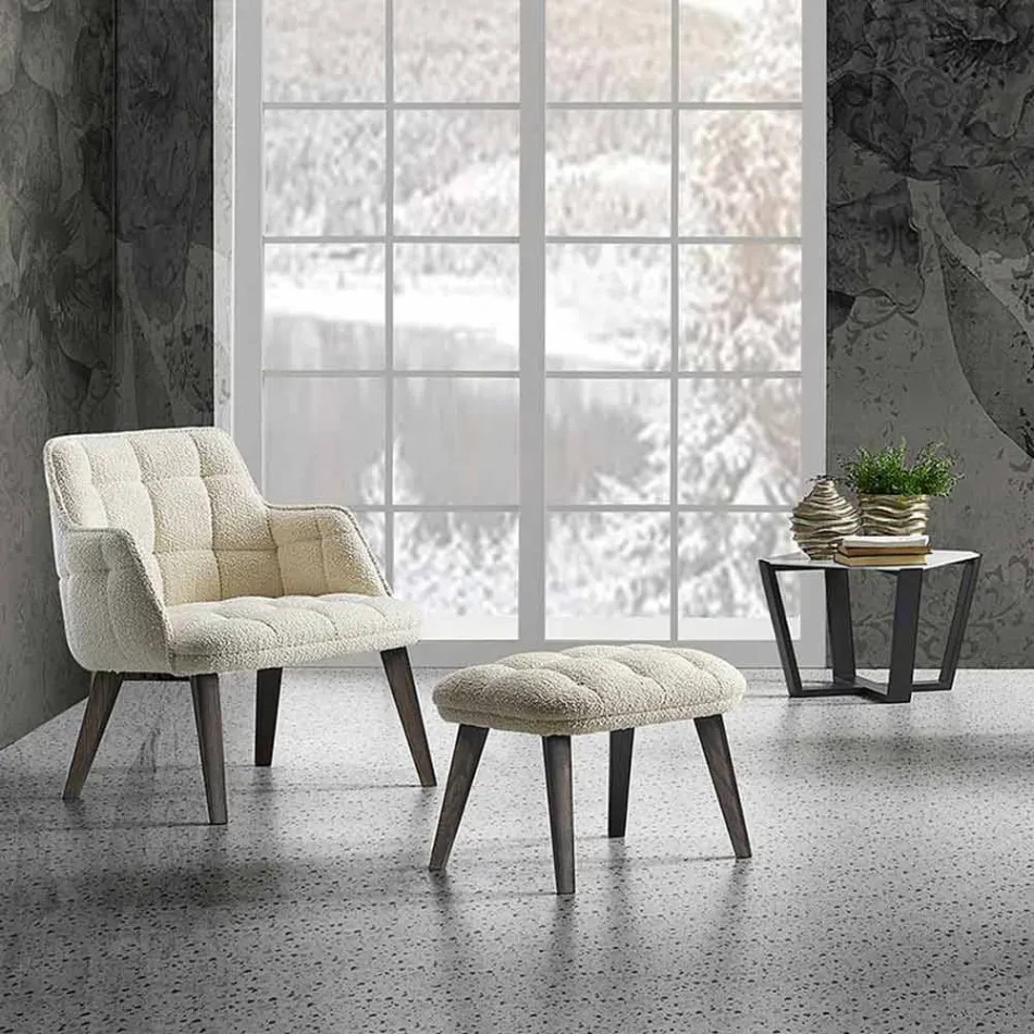 Mesa de centro moderna en madera de haya y gres Made in Italy - Titanic Viadurini