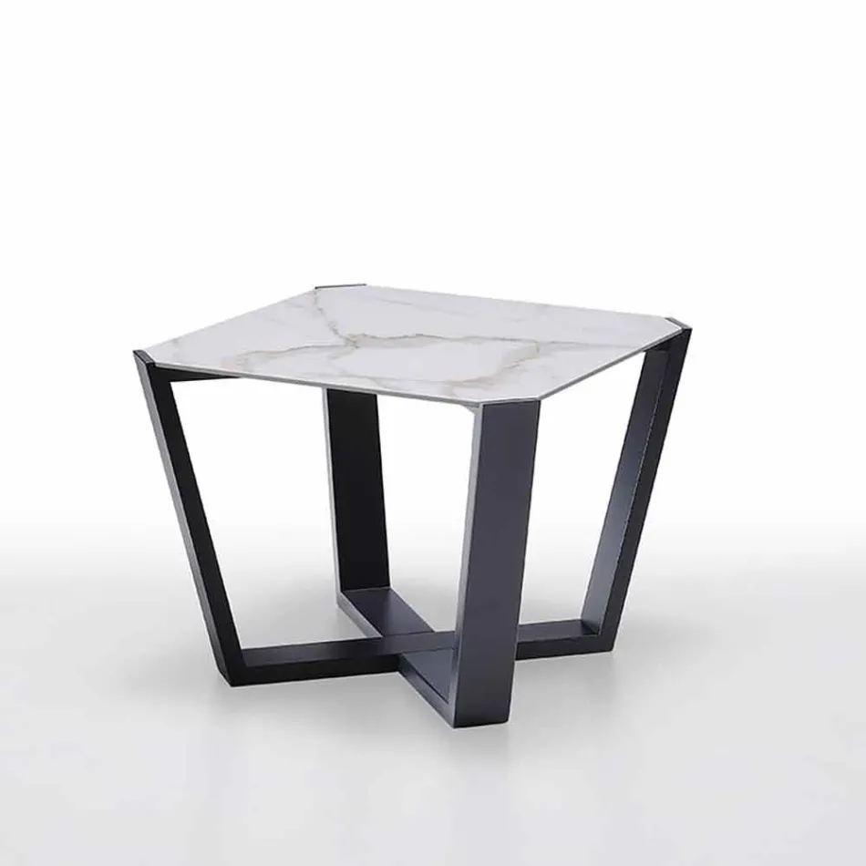 Mesa de centro moderna en madera de haya y gres Made in Italy - Titanic Viadurini