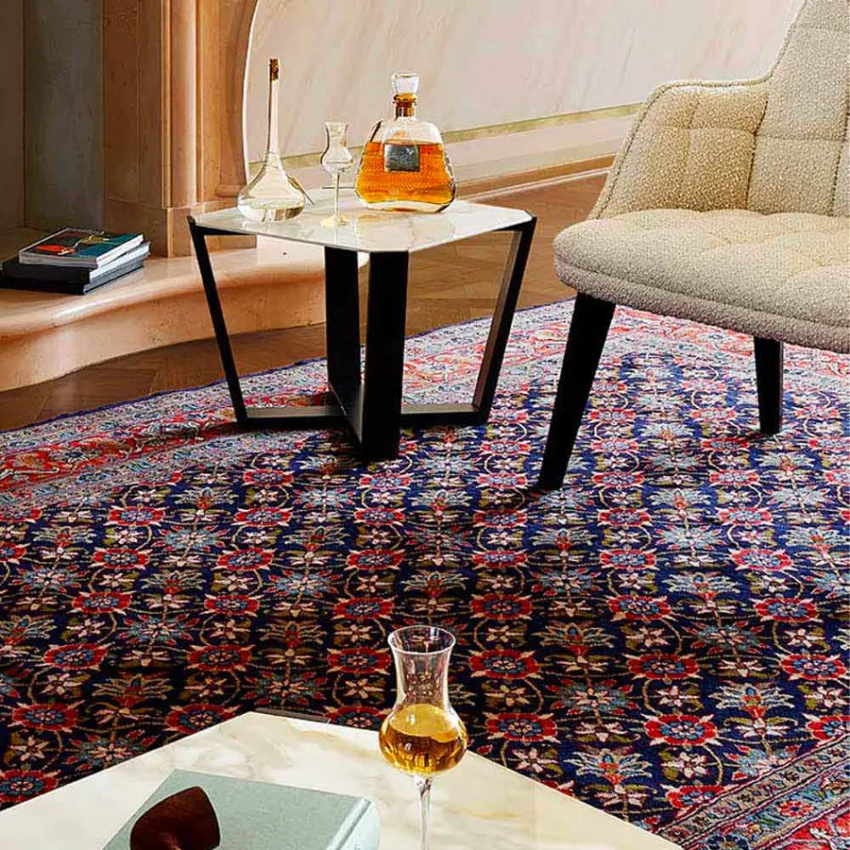 Mesa de centro moderna en madera de haya y gres Made in Italy - Titanic Viadurini