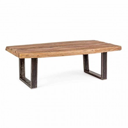 Mesa de centro moderna en madera de acacia y acero Homemotion - Verdicchio Viadurini