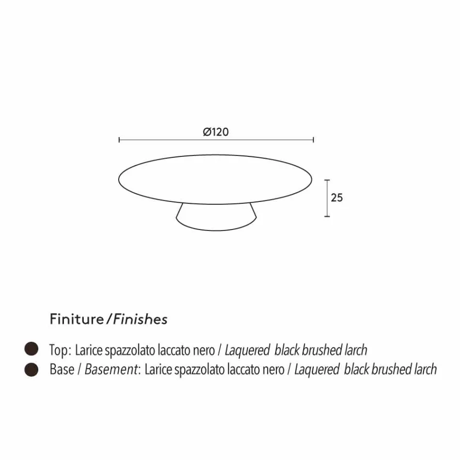mesa de centro moderna, lacada en negro de alerce Giglio Viadurini
