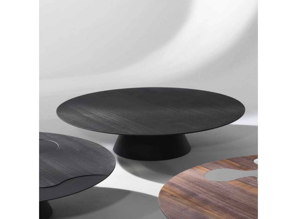 mesa de centro moderna, lacada en negro de alerce Giglio Viadurini