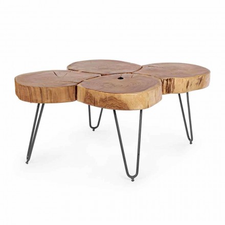 Mesa de centro moderna Homemotion en madera y acero pintado - Severo Viadurini