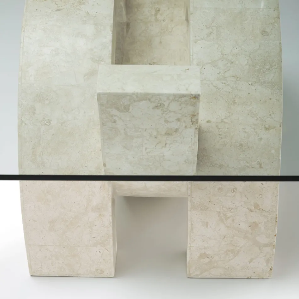 Mesa de centro moderna de piedra y cristal - Austin Viadurini