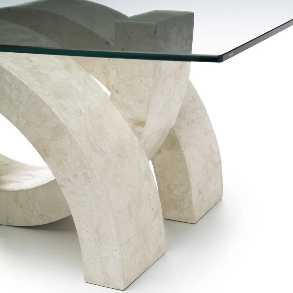 Mesa de centro moderna de piedra y cristal - Austin Viadurini